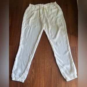 Johnny Was Pete & Greta Jogger Pants S White Cupra Rayon Drawstring Pocket